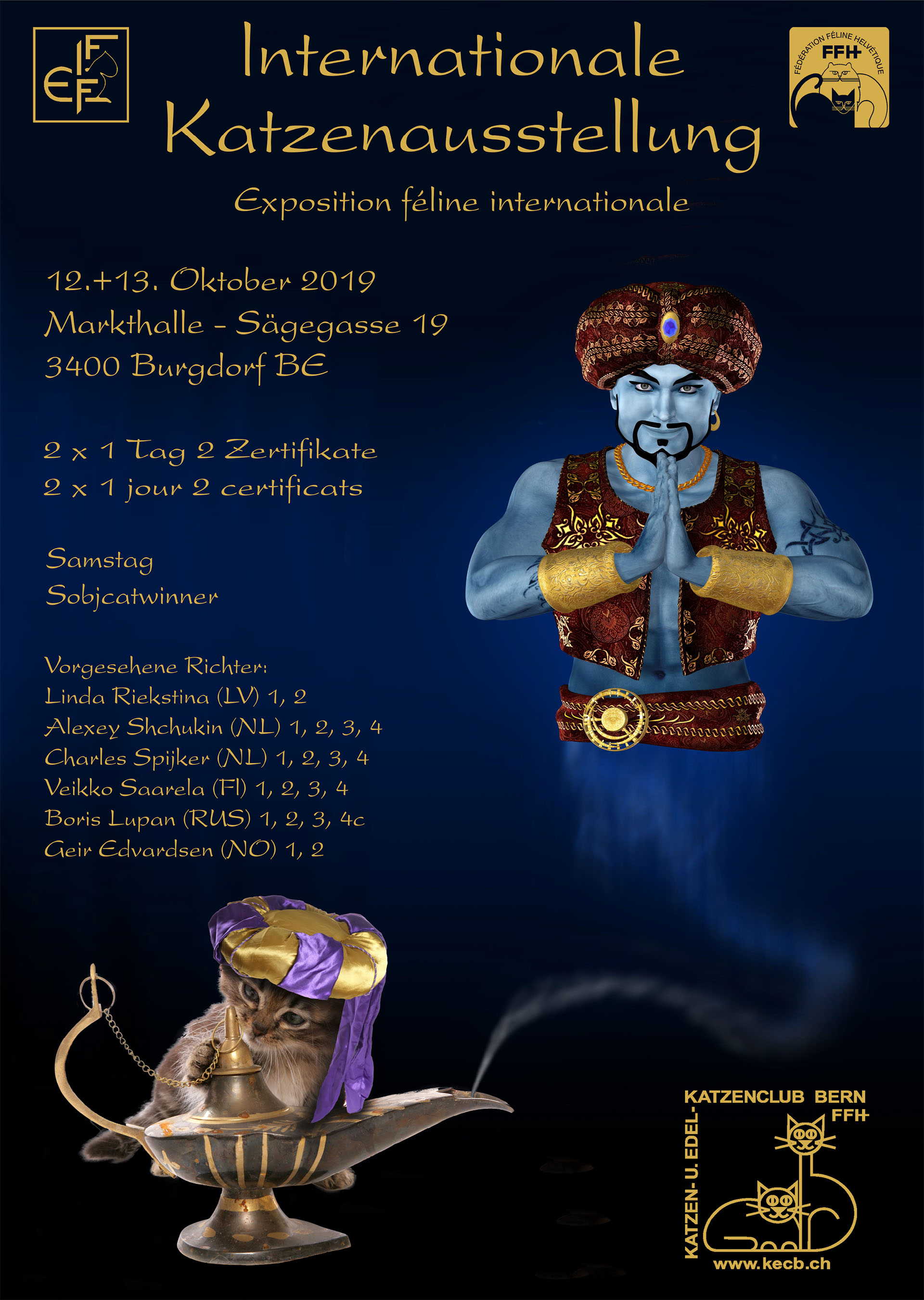 12 + 13 Oktober 2019 Internationalen Katzenausstellung in Burgdorf