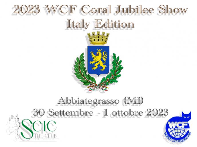 30 settembre e 1 ottobre 2023 WCF Coral Jubilee Show Italy Edition SCIC WCF Abbiategrasso